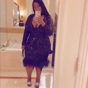 Black sequin midi dress